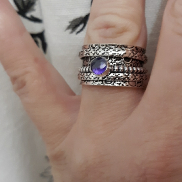 New Iolite 925 Silver Spinner Meditation Ring. - Picture 3 of 6